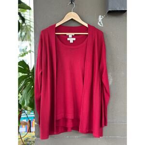 Coldwater Creek Women’s 2X 20-22 Red Wool Blend 2-Piece Cardigan & Top Sweater